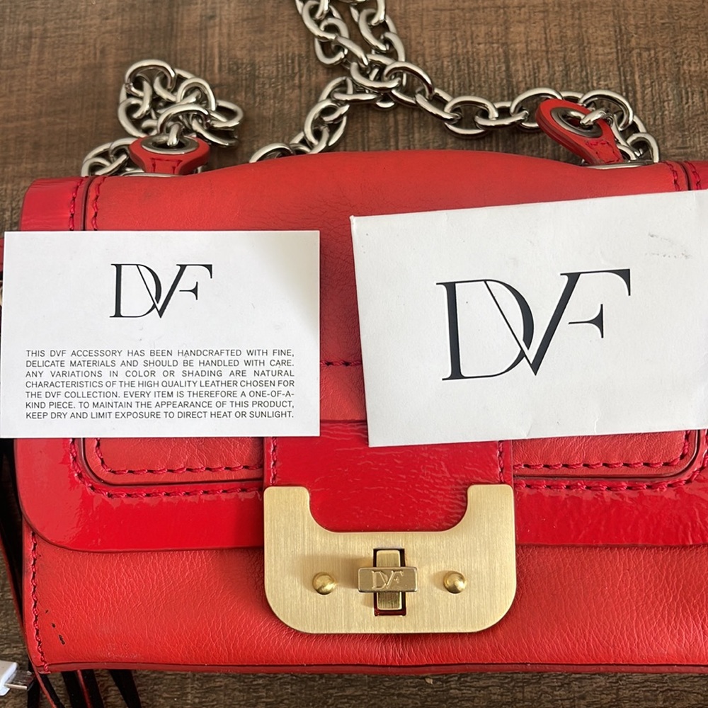 Diane Von Furstenberg Red Leather Mini Harper - Picture 10 of 10